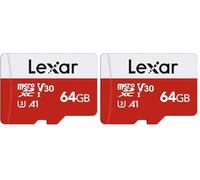 Lexar Carte Micro SD 64 Go, Carte Mémoire Micro SD+ Adaptateur, Microsdxc Carte TF jusqu'à 100 Mo/s, A1, U3, C10, V30, Full HD et 4K UHD pour Caméra, Telephone, Switch (Lot de 2)