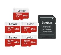 Lexar Carte Micro SD 64 Go Lot de 5 Cartes, jusqu'à 100 Mo/s