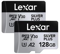 Lexar Carte microSDXC Professional SILVER PLUS UHS-I 128 Go 205/150 Mo/s Pack de 2