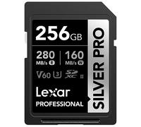 Lexar Carte SD Professionnelle Silver Pro, UHS-II, C10, U3, V60, Full HD, 4K, jusqu'à 280 Mo/s de Lecture, Carte mémoire SDXC, pour Photographe Professionnel, vidéaste, Amateur (LSDSIPR256G-BNNNU)