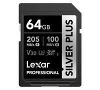 Lexar Carte SD Silver Plus UHS-1 64 Go V30 R205/W100 Mo/s
