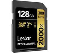 Lexar carte sdxc 128 go 2000x v2 professional 300 mo/s classe 10 uhs-II u3 Noir G