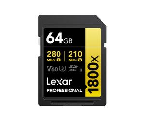 Lexar carte sdxc 64 go 1800x pro 270 mos classe 10 uhs-ii u3