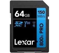 LEXAR Carte SDXC PRO 64GB UHS-1 V30 Série Blue (800x)