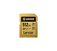 Lexar Carte SDXC Pro Gold Series Armor UHS-II 512 Go V60 IP68 Acier inoxydable 280/210 Mo/s Gold G