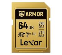 Lexar carte sdxc pro gold series armor uhs-II 64gb v60 ip68 stainless steel r280/w210mb/s Gold G
