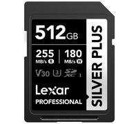 Lexar Carte mémoire SDXC 512 Go Professionnelle SILVER Plus 1066x UHS-I U3 A2 4K R205/W150 (V30)