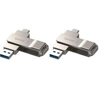Lexar D40E 128 Go Double clé USB 3.2 Gen 1 Type-C Jump Drive, clé USB-C Flash Drive Matériau métallique Pivotant Conception Clé USB, Compatible avec l'iPhone 17 (Lot de 2)