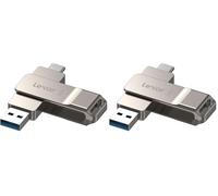 Lexar D40E 256 Go Double clé USB 3.2 Gen 1 Type-C Jump Drive, clé USB-C Flash Drive Matériau métallique Pivotant Conception Clé USB, Compatible avec l'iPhone 17 (Lot de 2)