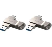 Lexar D40E 64 Go Double clé USB 3.2 Gen 1 Type-C Jump Drive, clé USB-C Flash Drive Matériau métallique Pivotant Conception Clé USB, Compatible avec l'iPhone 17 (Lot de 2)