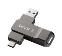 Lexar D40E - Clé USB 3.2 Gen 1 de type C, 64 Go avec boîtier en métal et design pivotant (gris titane)