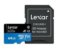 Lexar High Performance - Carte mémoire flash - 64 Go - A1 / Video Class V30 / UHS-I U3 / Class10 - SDXC UHS-I Noir / Bleu G