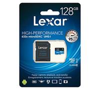 LEXAR Carte Micro-SDXC 128 Go 633x avec adaptateur / lecteur de carte