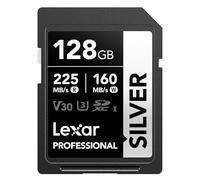 Lexar LSDSILV128G-BNNNU Carte mémoire SDXC Professionnelle 128 Go, UHS-I, C10, U3, V30, vidéo 4K, jusqu'à 205/140 Mo/s en Lecture/écriture, pour Photographe Professionnel, vidéaste, Amateur