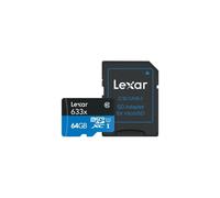 Lexar - microSDXC 64 Go High-Performance UHS-1 633x (95 Mb/s) + adaptateur SD