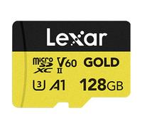 Lexar Carte microSDXC Professional GOLD Series 128 Go A1 Classe Vidéo V60 UHS-II U3
