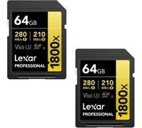 Lexar pack de 2 cartes sd pro gold series uhs-II 1800x 64gb v60 G