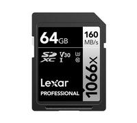 Lexar Professional 1066x SDXC UHS-I SDXC, 64 Go, argent, classe 10, U3, V30, 70 Mo/s, 160 Mo/s