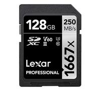 Lexar Professional 1667x Carte SD 128Go, Carte Memoire SDXC UHS-II, Jusqu'à 250 Mo/s en lecture, Class 10, U3, V60, SD pour photographe professionnel, vidéaste, passionné (LSD128CB1667)