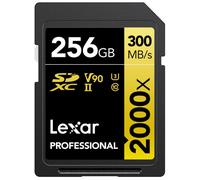 Lexar Professional 2000x Carte SD 256 Go, Carte mémoire SDXC UHS-II sans Lecteur, Jusqu'à 300 Mo/s en Lecture, pour DSLR, caméras vidéo en qualité cinéma (LSD2000256G-BNNNG)