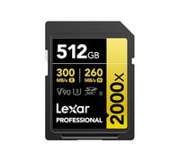 Lexar Professional 2000x Carte SD 512 Go, Carte mémoire SDXC UHS-II sans Lecteur, Jusqu'à 300 Mo/s en Lecture, pour DSLR, caméras vidéo en qualité cinéma