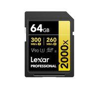 Lexar Professional 2000x Carte SD 64 Go SDXC UHS-II | Sans Lecteur, Jusqu'à 300 Mo/s en Lecture, Pour DSLR, caméras vidéo en qualité cinéma