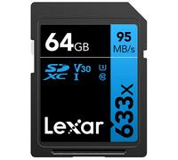 Lexar Professional 633x Carte SD 64 Go, Carte SDXC UHS-I, Jusqu'à 95 Mo/s en Lecture, pour DSLR milieu de gamme, Caméscope HD, Caméras 3D (LSD64GCB1EU633)