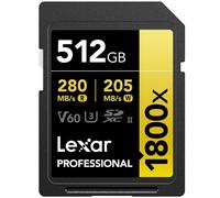 Carte mémoire Lexar 1800x SDXC 512GB C10 U3 V60 Professional