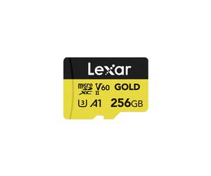 Lexar Professional GOLD MicroSDXC 256Go UHS-II U3 V60 - Lecture 280Mo/s Écriture 180Mo/s - Température d'opération -25°C à 85°C
