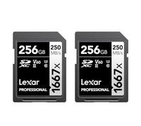 Lexar Professional LSD1667256G-B2NNU Lot de 2 Cartes mémoire SDXC UHS-II, C10, U3, V60, vidéo Full HD et 4K, jusqu'à 250 Mo/s de Lecture, pour Photographe, vidéaste, Amateur de Musique