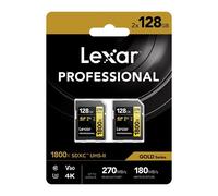 Lexar Carte mémoire SDXC Professional 1800x 128 Go UHS-II - 280/210 Mo/s U3 V60 0-70°C