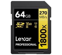 Carte mémoire Lexar carte sdxc 64 go 1800x pro 270 mo/s classe 10 uhs-II u3