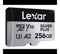 Lexar Professional SILVER PLUS 256Go MicroSDXC UHS-I U3 V30 A2 : 205MB/s Lecture, 150MB/s Écriture, Résistante aux chocs/températures -25°C à 85°C