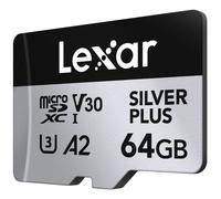 Lexar Silver Plus 64 GB Micro SD-kaart tot 205 MB/s, MicroSDXC UHS-I-geheugenkaa