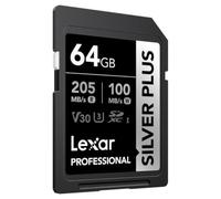 Lexar Carte SDXC Professional Silver Plus UHS-I 64 Go V30 R205/W100