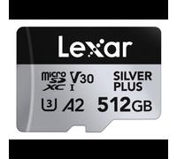 Lexar Professional SILVER PLUS MicroSDXC 512 Go UHS-I U3 V30 A2 Lecture 205 Mo/s Ecriture 150 Mo/s 15x11x1mm