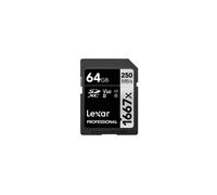LEXAR carte sdxc 64 go 1667x professional 250 mo/s classe 10 uhs-II u3 Noir