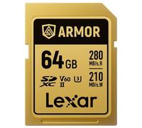 Lexar carte sdxc pro gold series armor uhs-II 64gb v60 ip68 stainless steel r280/w210mb/s Gold G