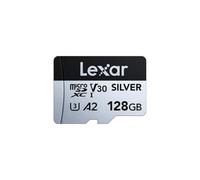 Lexar Silver Carte Micro SD 128 Go, Microsdxc Carte TF jusqu'à 205 Mo/s en Lecture, 100 Mo/s en écriture, Carte Mémoire Micro SD+ Adaptateur, A2, U3, Classe 10, V30, Full HD et 4K UHD Video