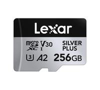 Lexar Silver Plus Carte mémoire micro SD 256 Go jusqu'à 205 Mo/s, carte mémoire flash MicroSDXC UHS-I avec adaptateur, C10, U3, A2, V30, Full HD, 4K UHD, carte TF haute vitesse pour drone, caméra
