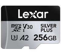 Lexar Silver Plus Carte Micro SD 256 Go, Microsdxc Carte TF jusqu'à 205 Mo/s en Lecture, 150 Mo/s en écriture, Carte Mémoire Micro SD+ Adaptateur, A2, U3, Classe 10, V30, Full HD et 4K UHD Video