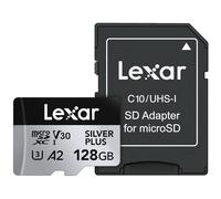 Lexar Silver Plus Carte mémoire microSDXC Professionnelle avec Adaptateur SD, UHS-I, C10, U3, V30, Full HD et vidéo 4K, jusqu'à 205/150 Mo/s en Lecture/écriture, pour vidéastes, Joueurs