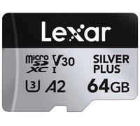 Lexar Silver Plus Micro SD-kaart, 64 GB, Microsdxc TF-kaart tot 205 MB/s lezen,