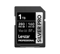 Lexar Silver Pro Carte SD 1To UHS-II | V60, U3, C10, Jusqu'à 280Mo/s en Lecture, 160Mo/s en écriture, LSDSIPR001T-BNNNG
