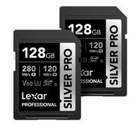 Lexar Silver Pro Lot de 2 Cartes mémoire SD Professionnelles UHS-II, C10, U3, V60, Full HD, 4K, jusqu'à 280 Mo/s de Lecture, pour Photographe Professionnel, vidéaste, passionné (LSDSIPR128G-B2NNU)