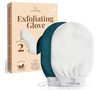 L'Exfose Kessa Hammam Gant exfoliant en profondeur pour la douche - Gant exfoliant coréen idéal pour enlever les peaux mortes, kératose pilaris et autobronzant (bleu cyan et ivoire)
