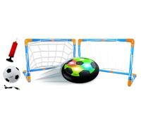 Lexibook Aerofoot, Disque de Foot aéroglisseur, 2 buts, Pompe et Ballon Gonflable Inclus, Glisse Facilement, Rapide et Dynamique, Effets Lumineux, Bords en Mousse Anti-Chocs, Rechargeable, JG981LXB