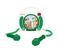 Lexibook, Animaux, Lecteur CD Portable avec Micros, Poignée, Programmation, Répétition, Karaoké, Prise écouteurs, Enfant, Garçon, Fille, Blanc/Vert, RCDK100ANX