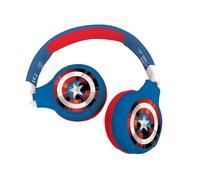 Lexibook Avengers Marvel Casque Audio Enfant 2-en-1 Bluetooth et Filaire - Stéréo, sans Fil, Filaire, Son limité, Pliable, Ajustable, Rouge/Bleu, HPBT010AVLXB