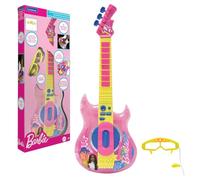 Lexibook, Barbie, Guitare électronique avec Micro et Lunettes pour Chanter avec Style, 2 Modes de Jeu, Mélodies de démonstration, Effets Lumineux, Rose/Jaune, K260BBLXB